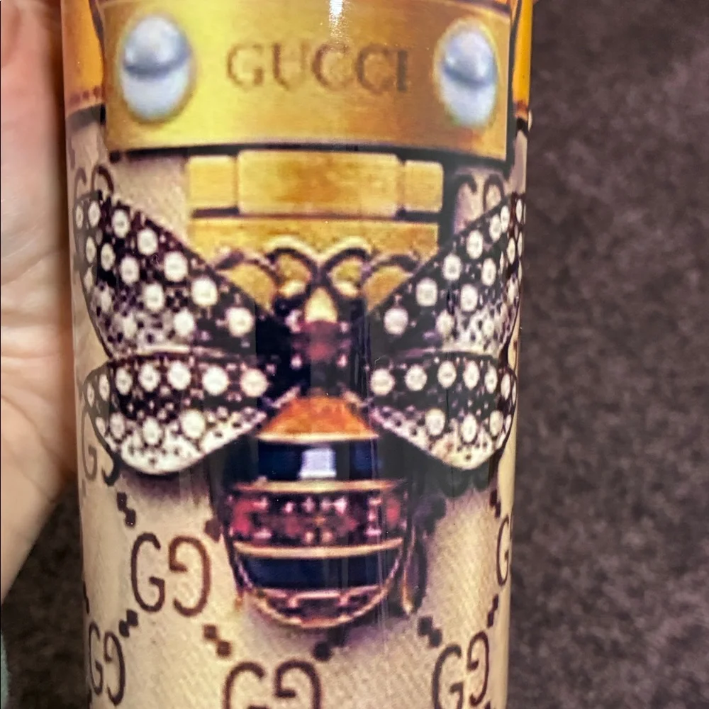 NEW INSPIRED GU**I Tumbler Gold and Green Monogram Bee - Picture 4 of 4